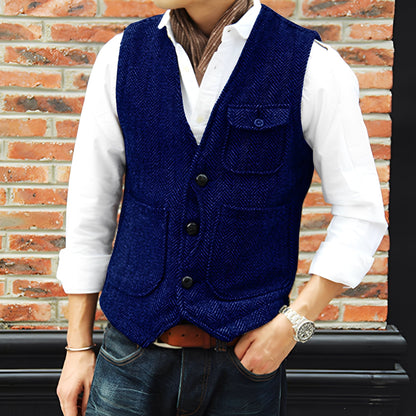 Matthew - Stilfulle Tweedvest med Lommer for Herrer