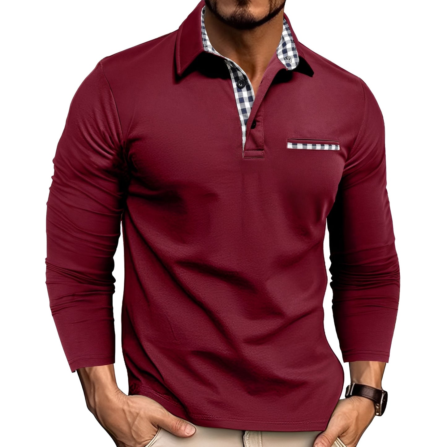 Rupert - Løs Langarm-Poloshirt for Herrer