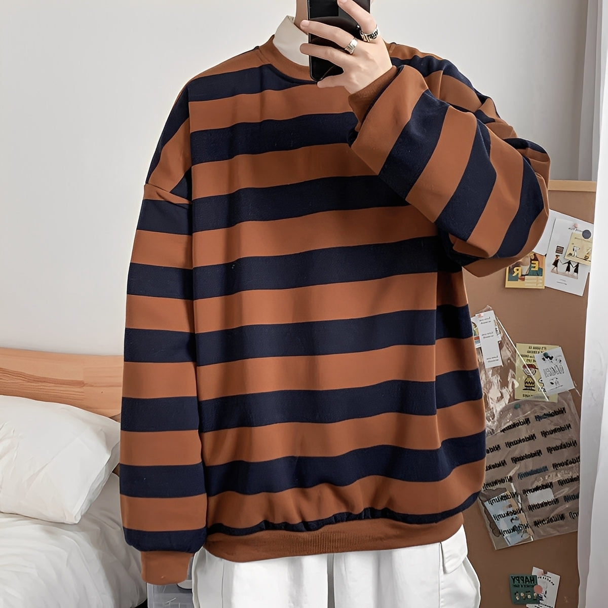 Christian - Oversized-strikkegenser med stripemønster for menn