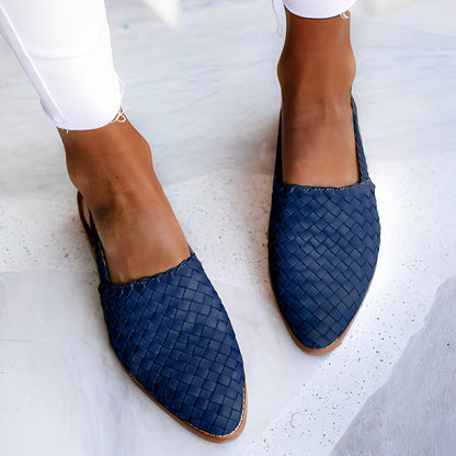 Dolores - Tilfeldige vevd skinn-flatsandaler for kvinner