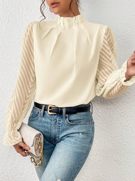 Cassandra - Elegant langermet chiffonbluse for kvinner