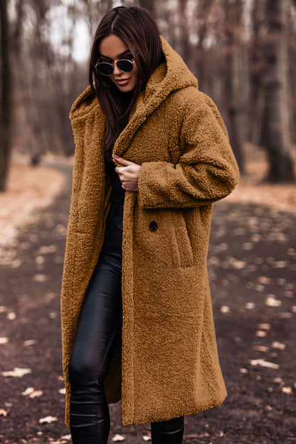 Yancy - Elegant lang plysjfrakk for damer