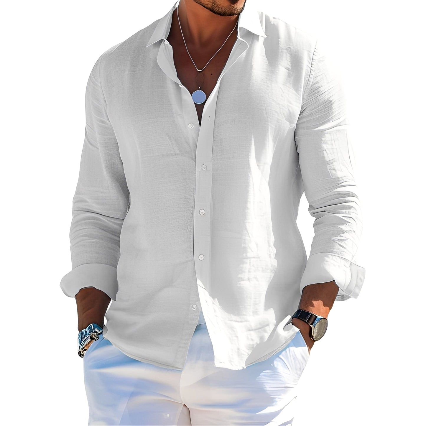 Félicien - Klassiske poloskjorter med lange ermer for menn