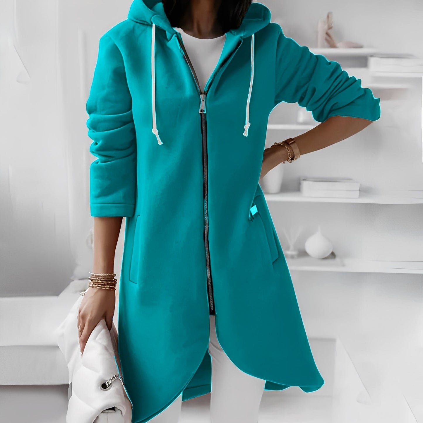 Josepha - Tilfeldig lang hettejakke for damer