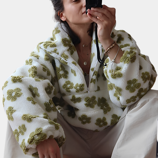 Elizabeth - Stilfull Sherpa-genser med blomstermønster for damer