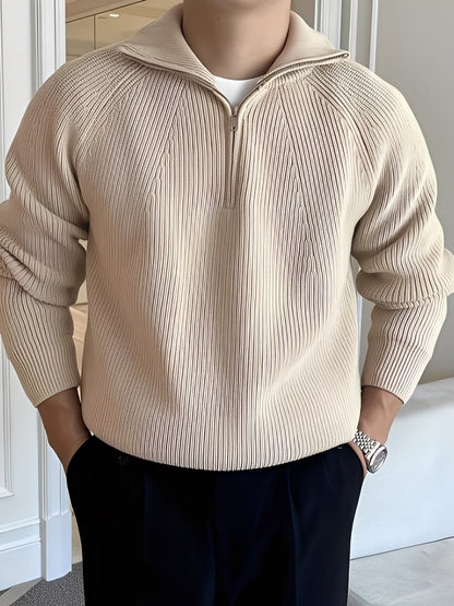 Lucas - Stilig strikkegenser med halv glidelås for herrer