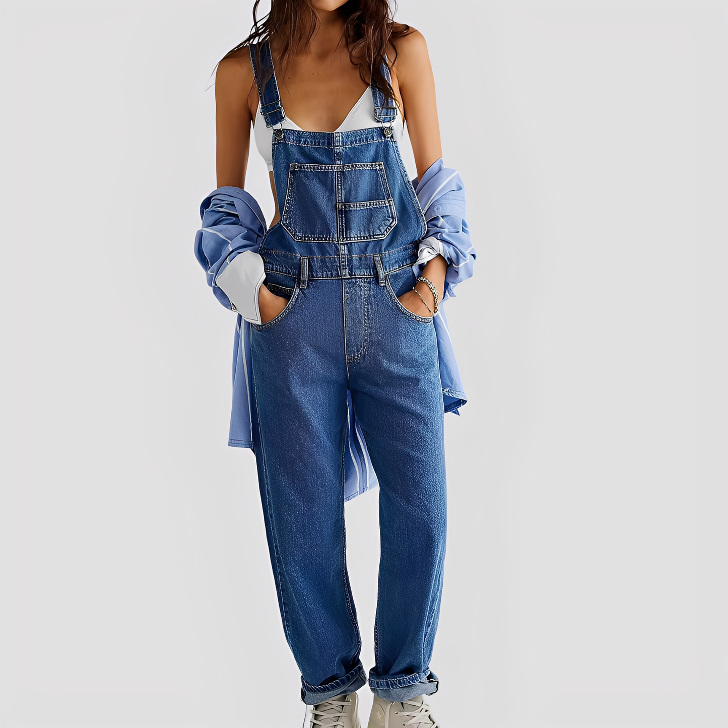 Mildred - Klassisk, løs passform jeans-snekkerbukse for damer