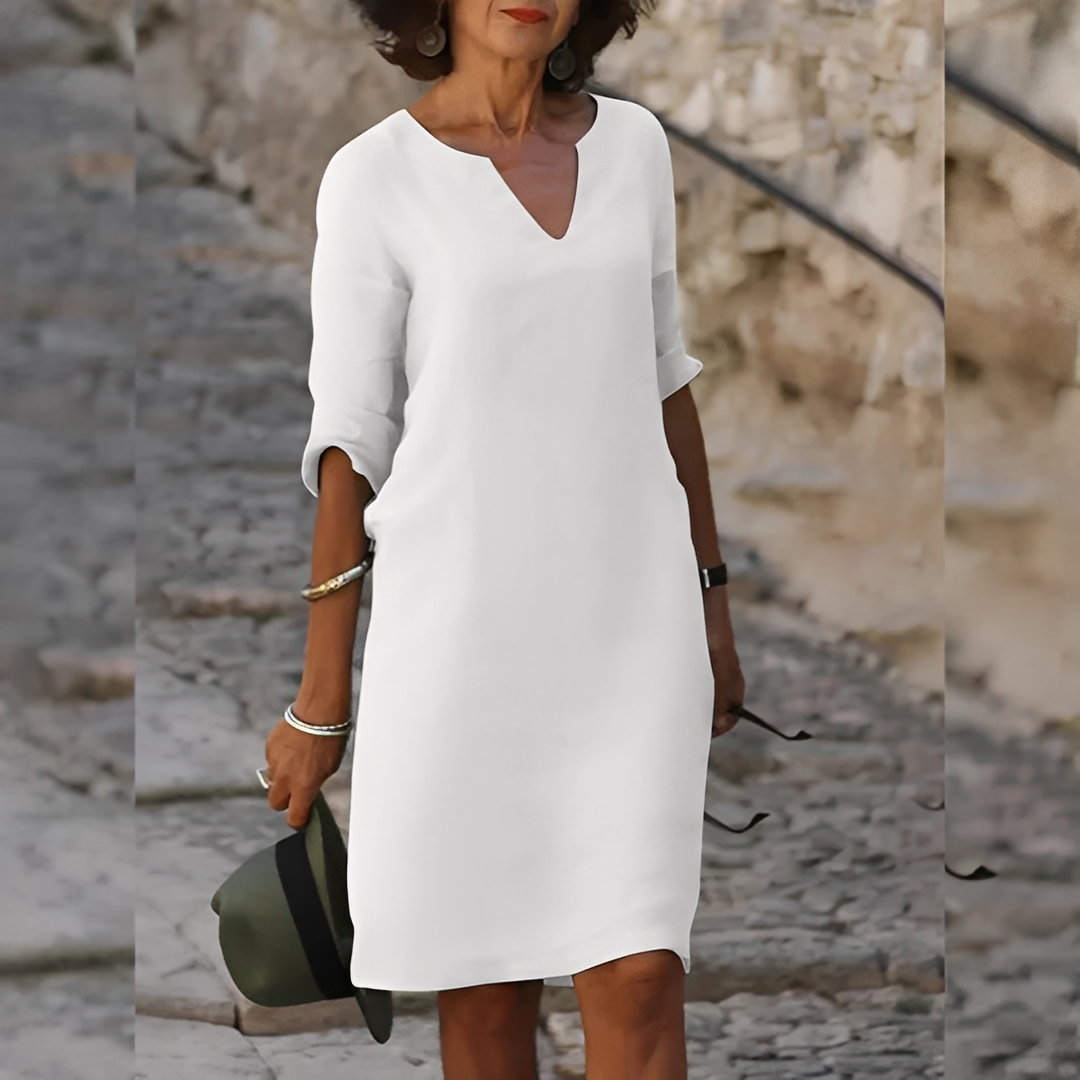 Guilaine - Elegant kjole med V-hals for kvinner