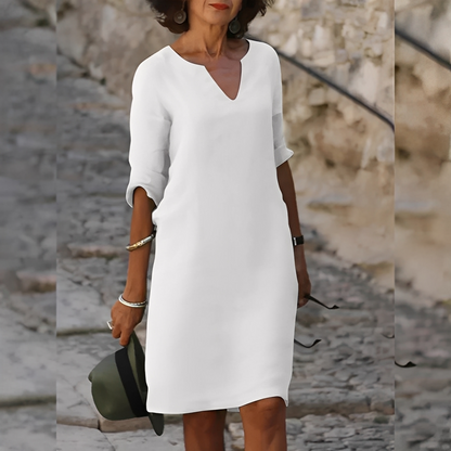 Guilaine - Elegant kjole med V-hals for kvinner