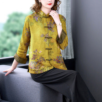 Moriah - Klassisk silkemorgenkåpe med knapper for kvinner