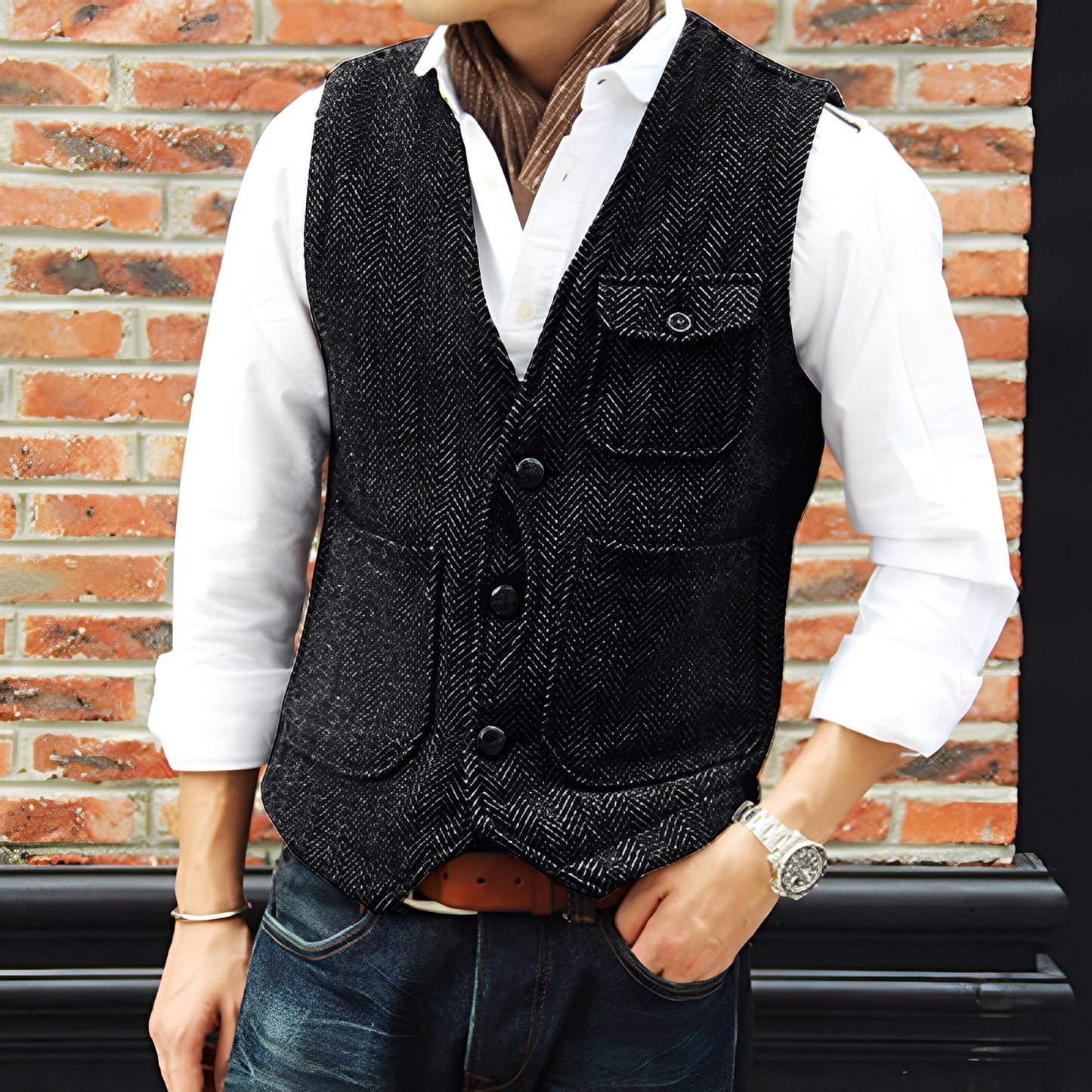 Matthew - Stilfulle Tweedvest med Lommer for Herrer