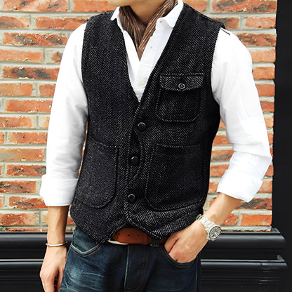 Matthew - Stilfulle Tweedvest med Lommer for Herrer