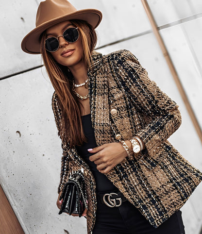 Cheri - Stilig, smalt snittet blazer med rutemønster for damer