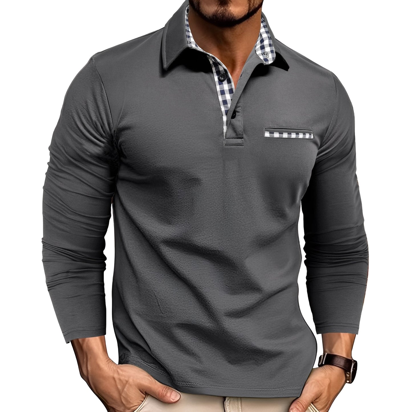 Rupert - Løs Langarm-Poloshirt for Herrer