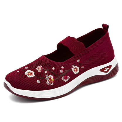 Jazmin - Tilfeldige, pustende damesko med broderi
