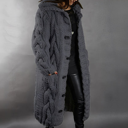 Arielle - Stilig, løs lang ullcardigan for damer