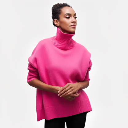 Margery - Løs genser med høy krage for damer