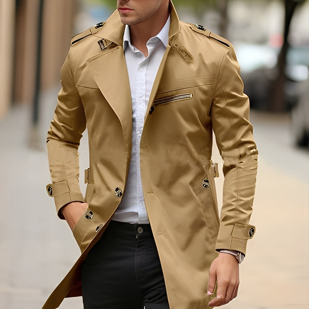 Ansel - Stilig trenchcoat med reverskrage for herrer
