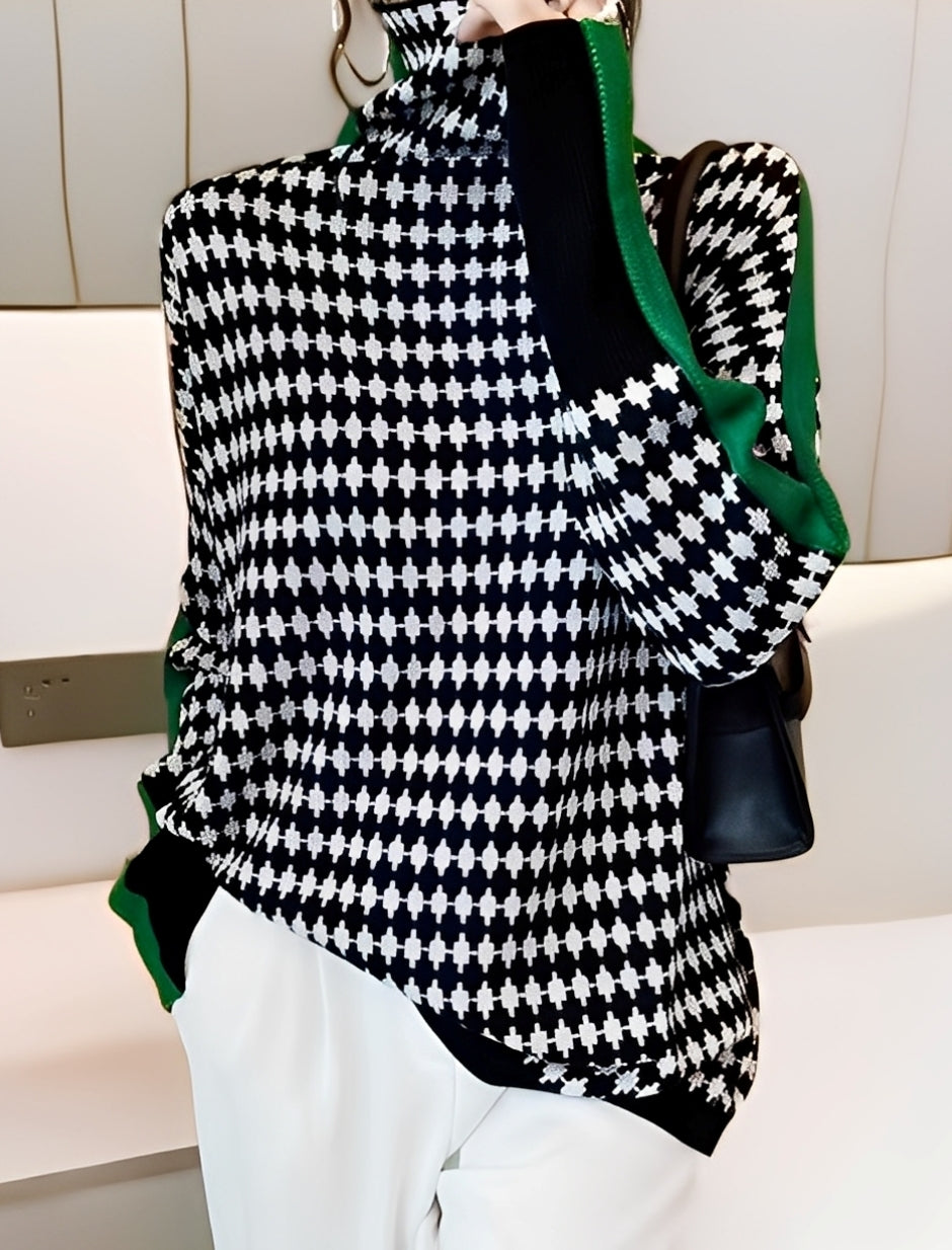 Bryony - Stilig strikkegenser med pologenser for damer