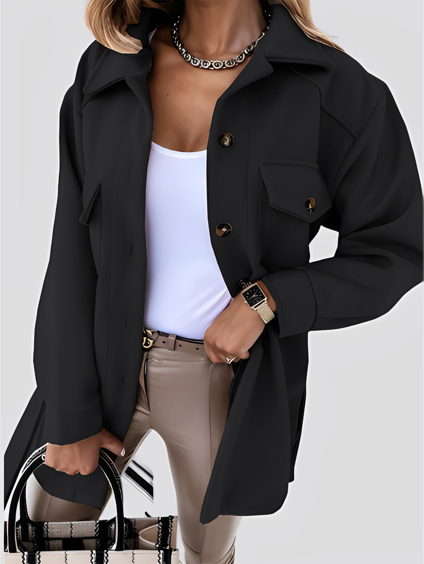 Tiffanie - Moderne, lette ulljakke med reverskrage for damer