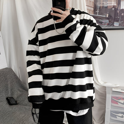 Christian - Oversized-strikkegenser med stripemønster for menn