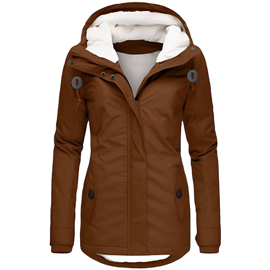 Valary - Vanntett fløyelsjakke med hette for damer