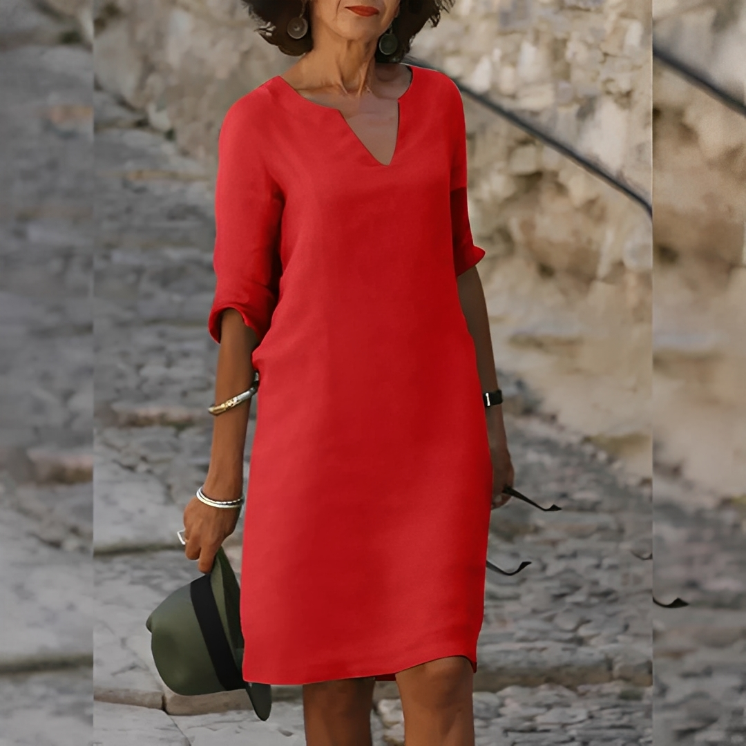 Guilaine - Elegant kjole med V-hals for kvinner