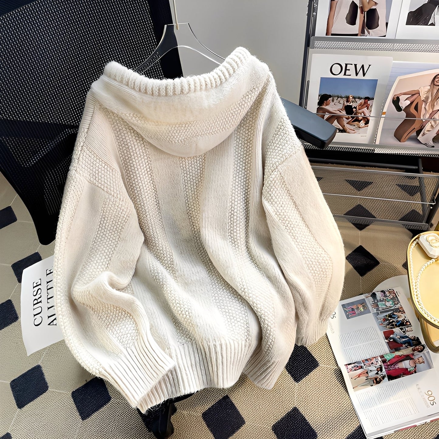Haylee - Uformell hettegenser med knapper for damer