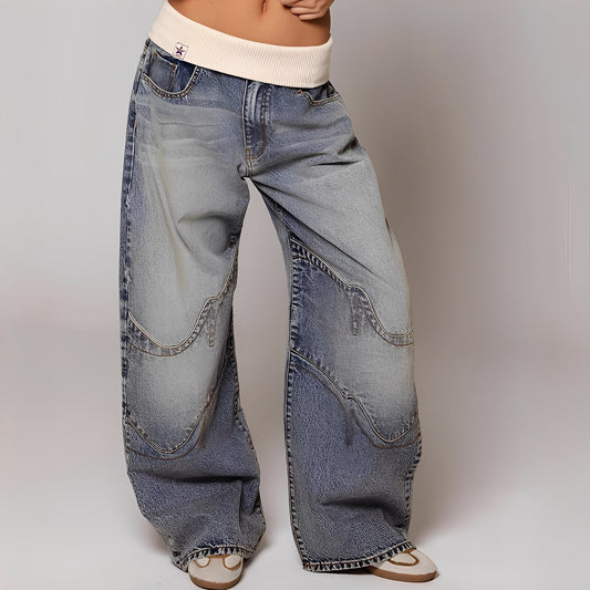 Vanessa - Komfortable baggy jeans i vasket stil for kvinner