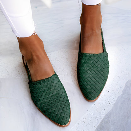 Dolores - Tilfeldige vevd skinn-flatsandaler for kvinner
