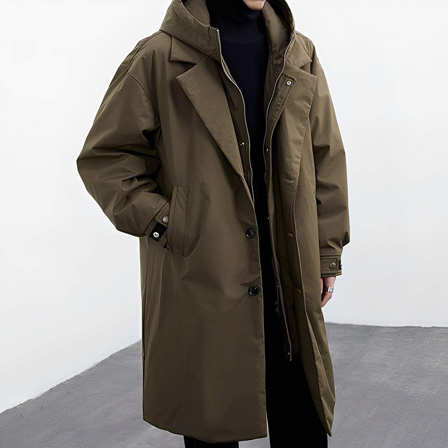 Jordon - Allsidig lang trenchcoat med hette for herrer