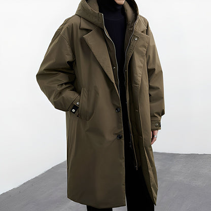 Jordon - Allsidig lang trenchcoat med hette for herrer