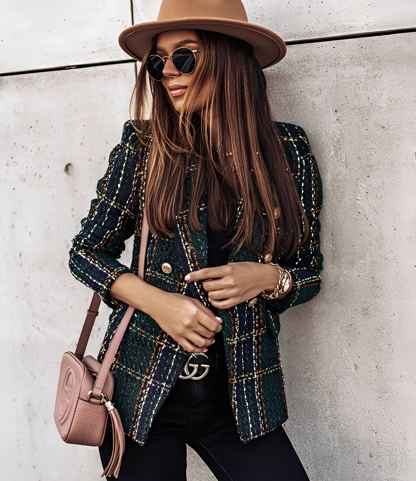 Cheri - Stilig, smalt snittet blazer med rutemønster for damer