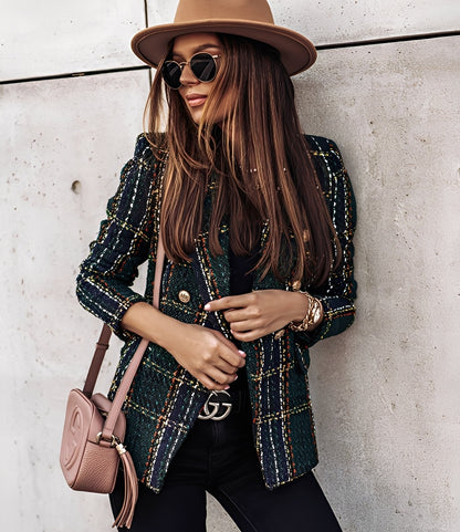 Cheri - Stilig, smalt snittet blazer med rutemønster for damer