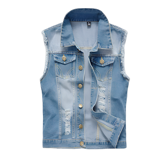 Morley - Retro-dongeri-vest med lommer for herrer