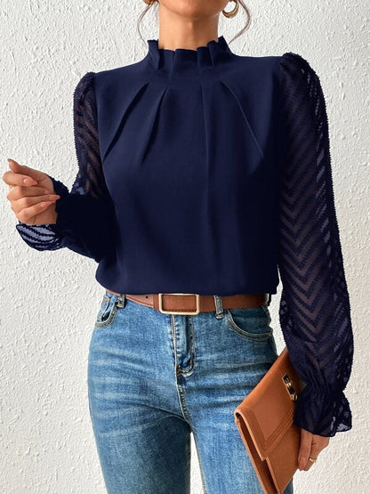 Cassandra - Elegant langermet chiffonbluse for kvinner
