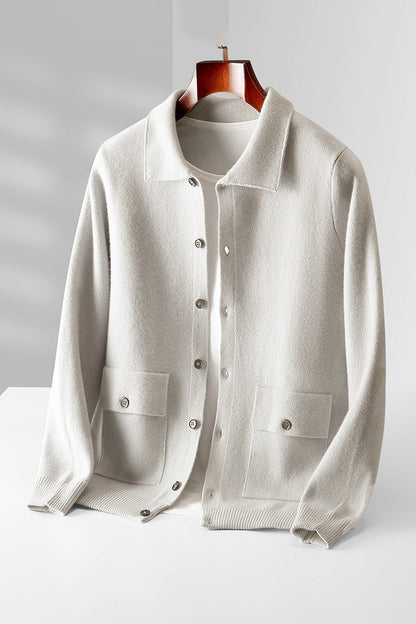 Herbert - Stilfull, tett strikket cardigan med lommer for herrer