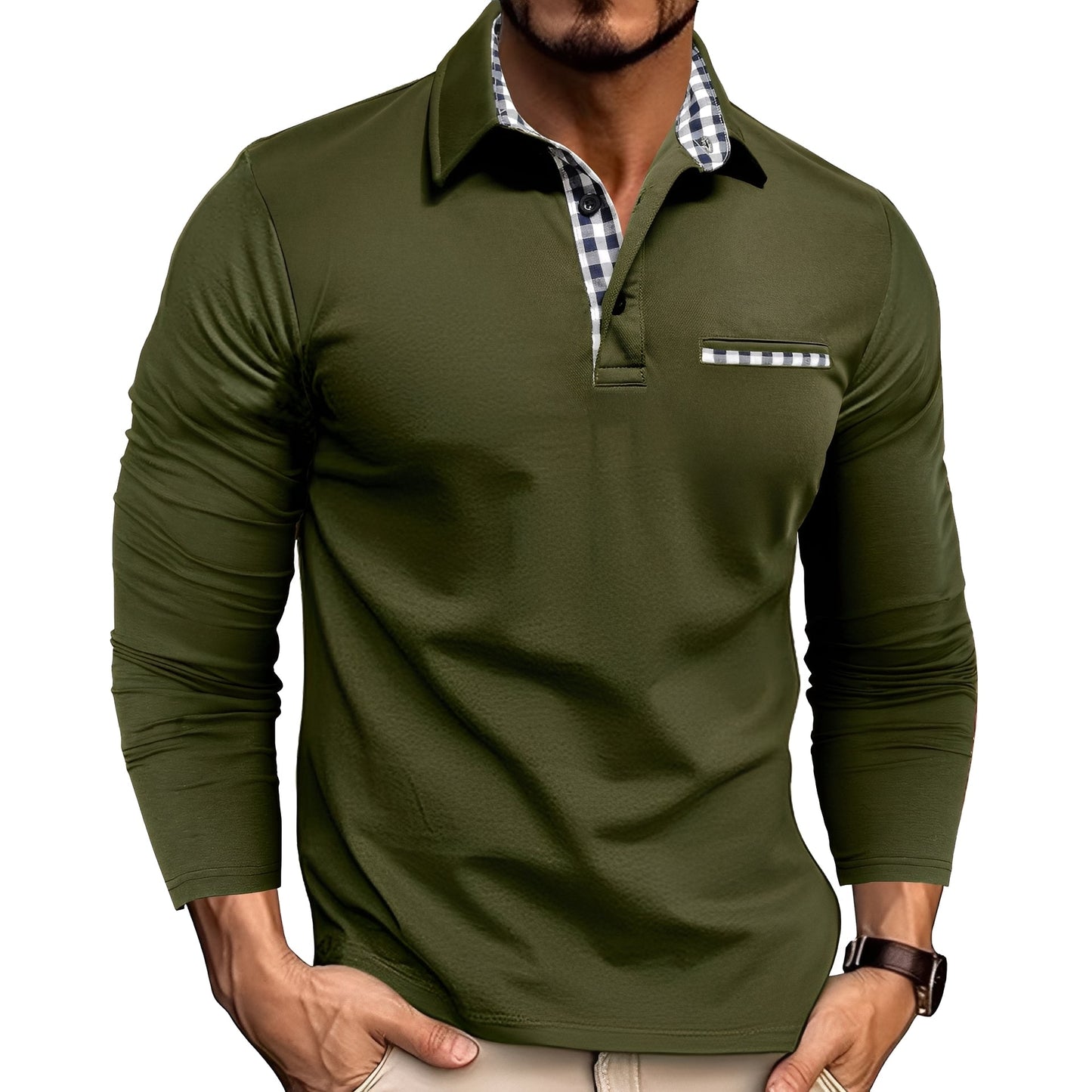 Rupert - Løs Langarm-Poloshirt for Herrer