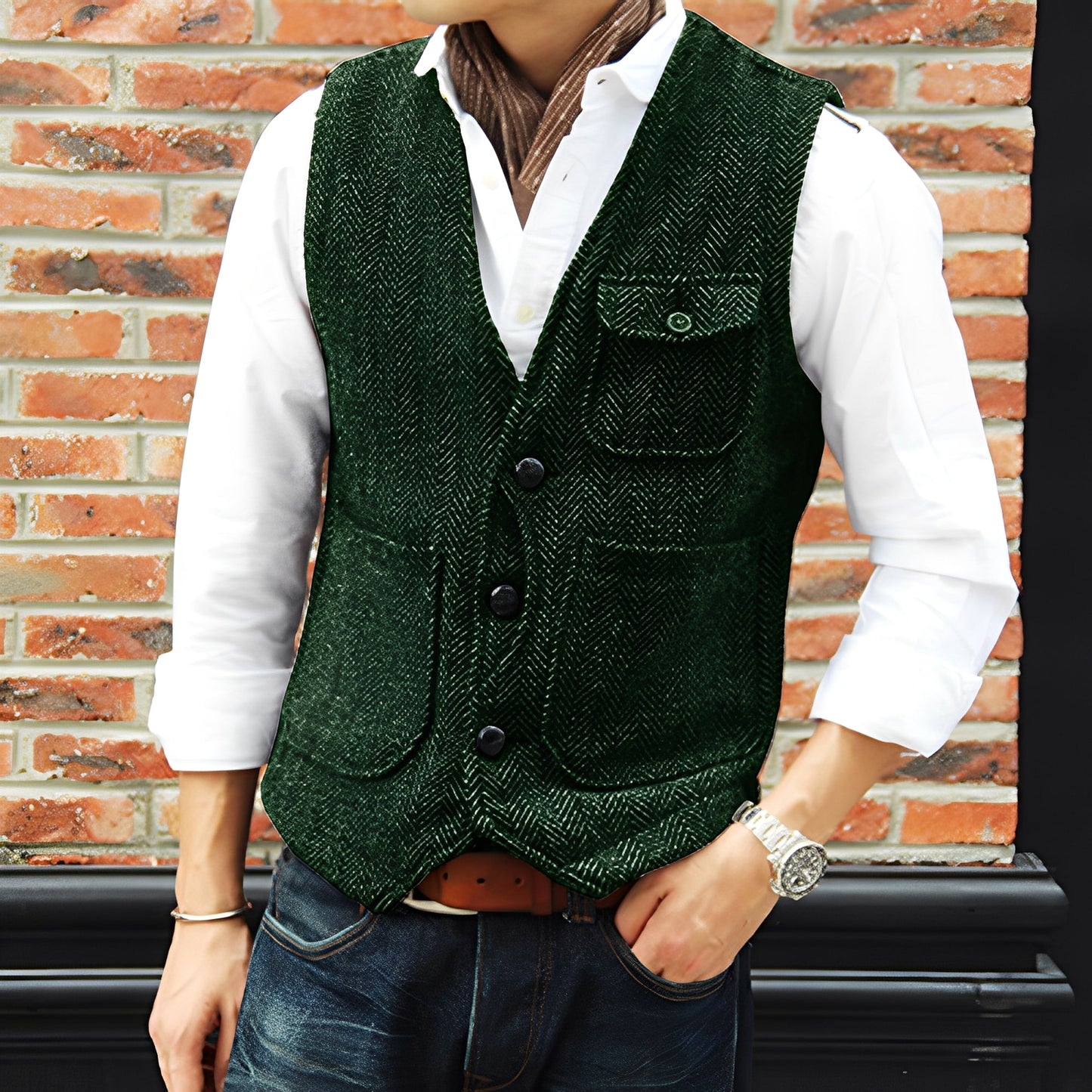 Matthew - Stilfulle Tweedvest med Lommer for Herrer