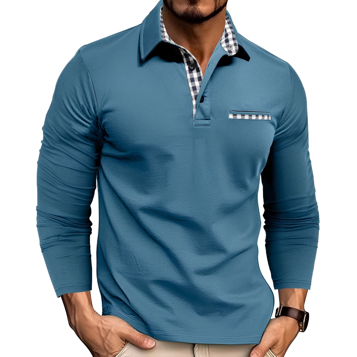 Rupert - Løs Langarm-Poloshirt for Herrer