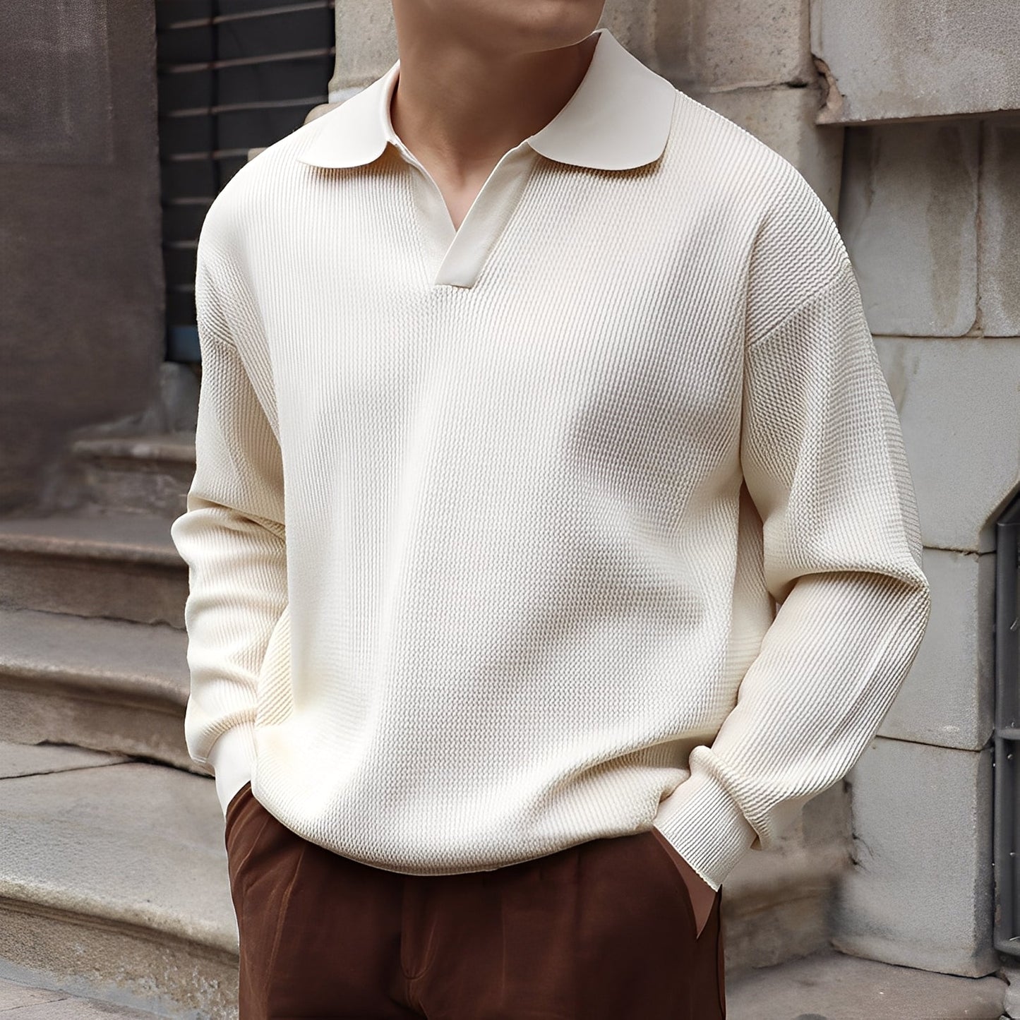 Ronald - Klassisk langermet poloskjorte for herrer