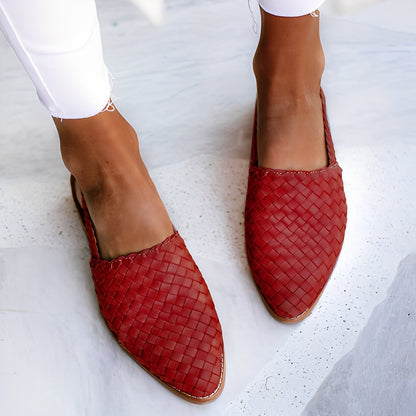 Dolores - Tilfeldige vevd skinn-flatsandaler for kvinner