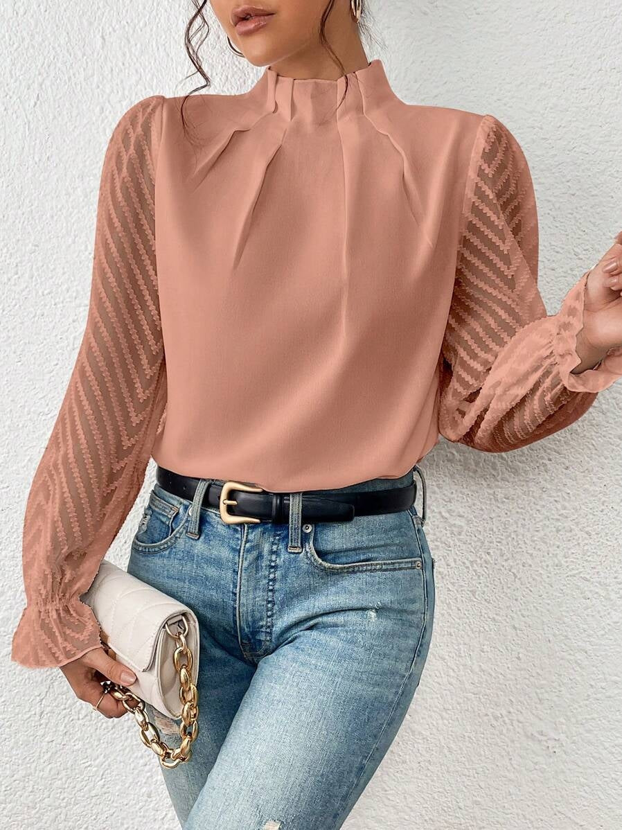 Cassandra - Elegant langermet chiffonbluse for kvinner