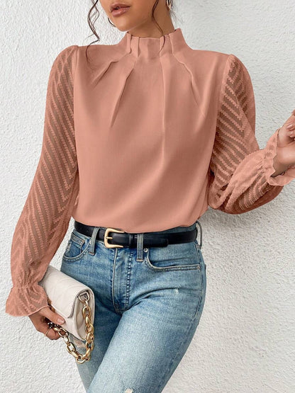 Cassandra - Elegant langermet chiffonbluse for kvinner