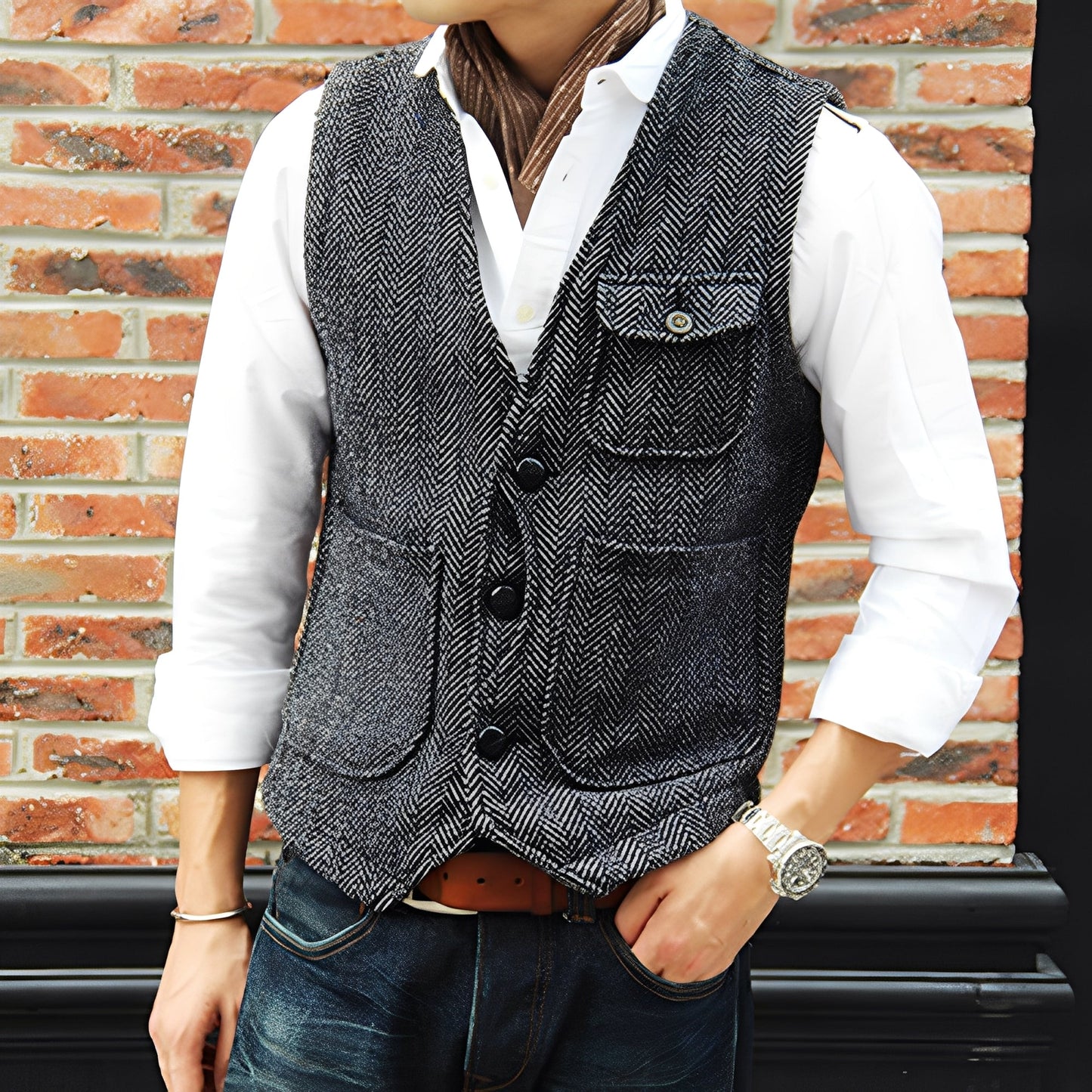 Matthew - Stilfulle Tweedvest med Lommer for Herrer