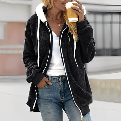 Rheanna - Varm fleecejakke med hette for damer