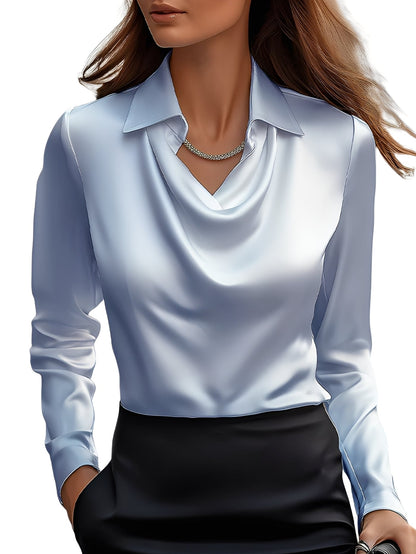 Dionne - Elegant langermet bluse i sateng for damer