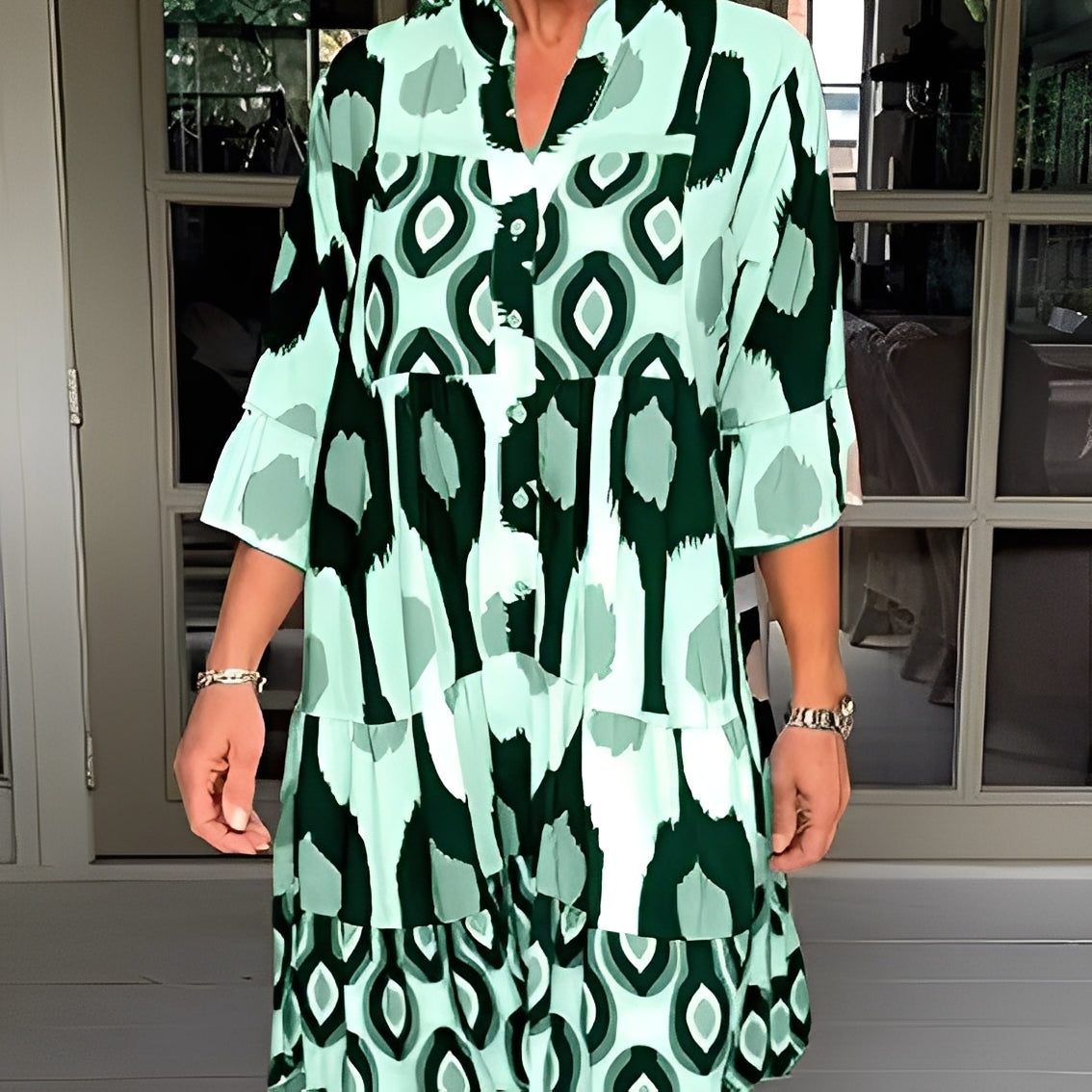 Floriane - Løs trykt kjole for kvinner