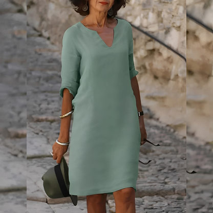 Guilaine - Elegant kjole med V-hals for kvinner