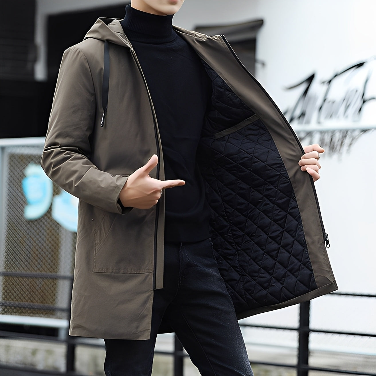 Derren - Tilfeldig, lett jakke med hette for herrer